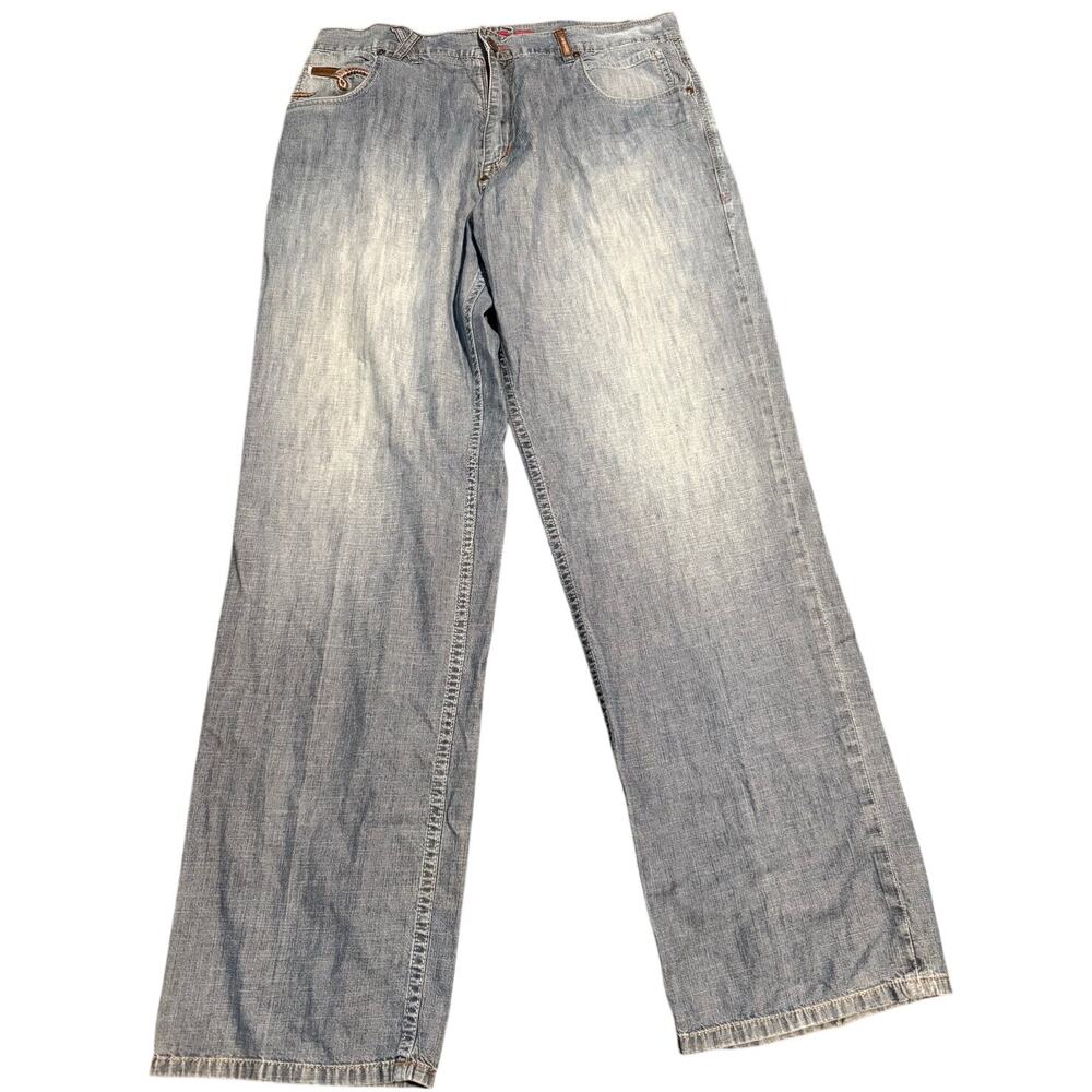 LRG Vintage Wide Leg Jeans, Light Wash Y2K Skater Streetwear, Men's Size 38